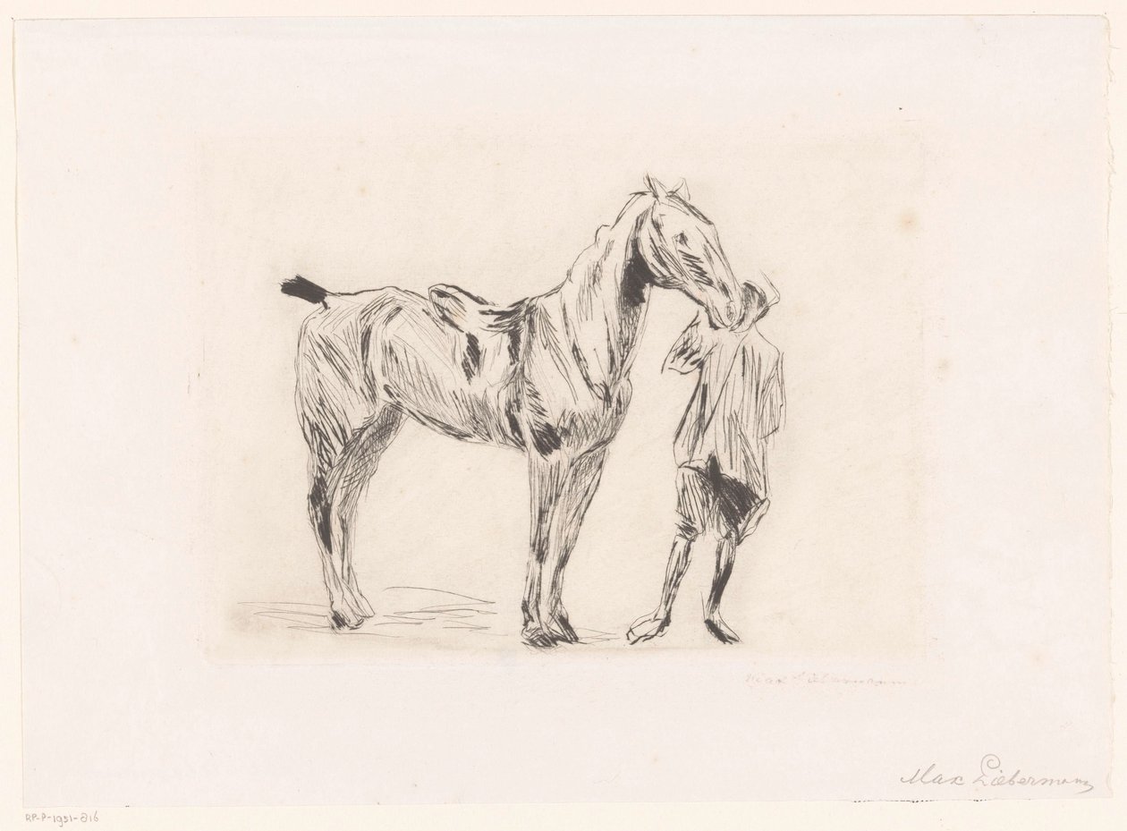 Mand med ridehest af Max Liebermann (signed by artist)