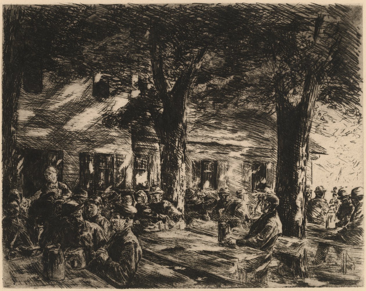En Tavern Garden i Rosenheim af Max Liebermann