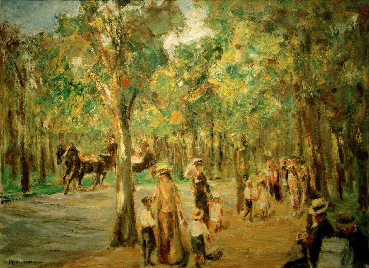 Gyde i zoologisk have med klapvogne og en vogn af Max Liebermann