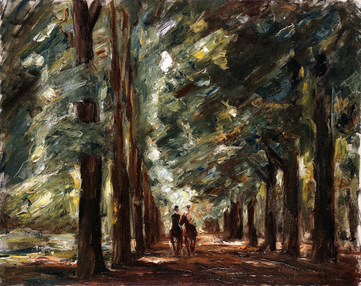 Avenue i Sakrow med to ryttere; Avenue i Sakrow med to ryttere, ca. 1923 af Max Liebermann