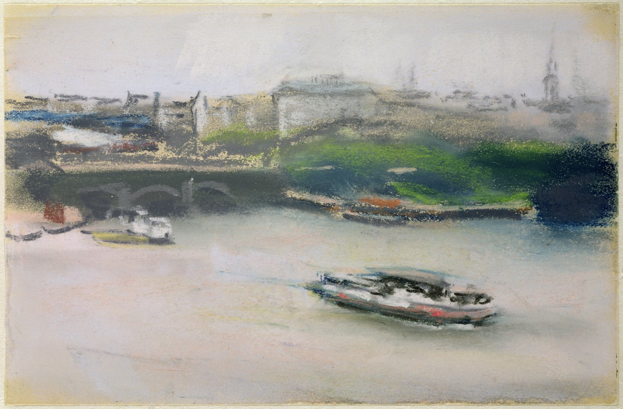 Binnenalster med Lombardsbrocke, Hamburg, 1910 (pastel på papir) af Max Liebermann