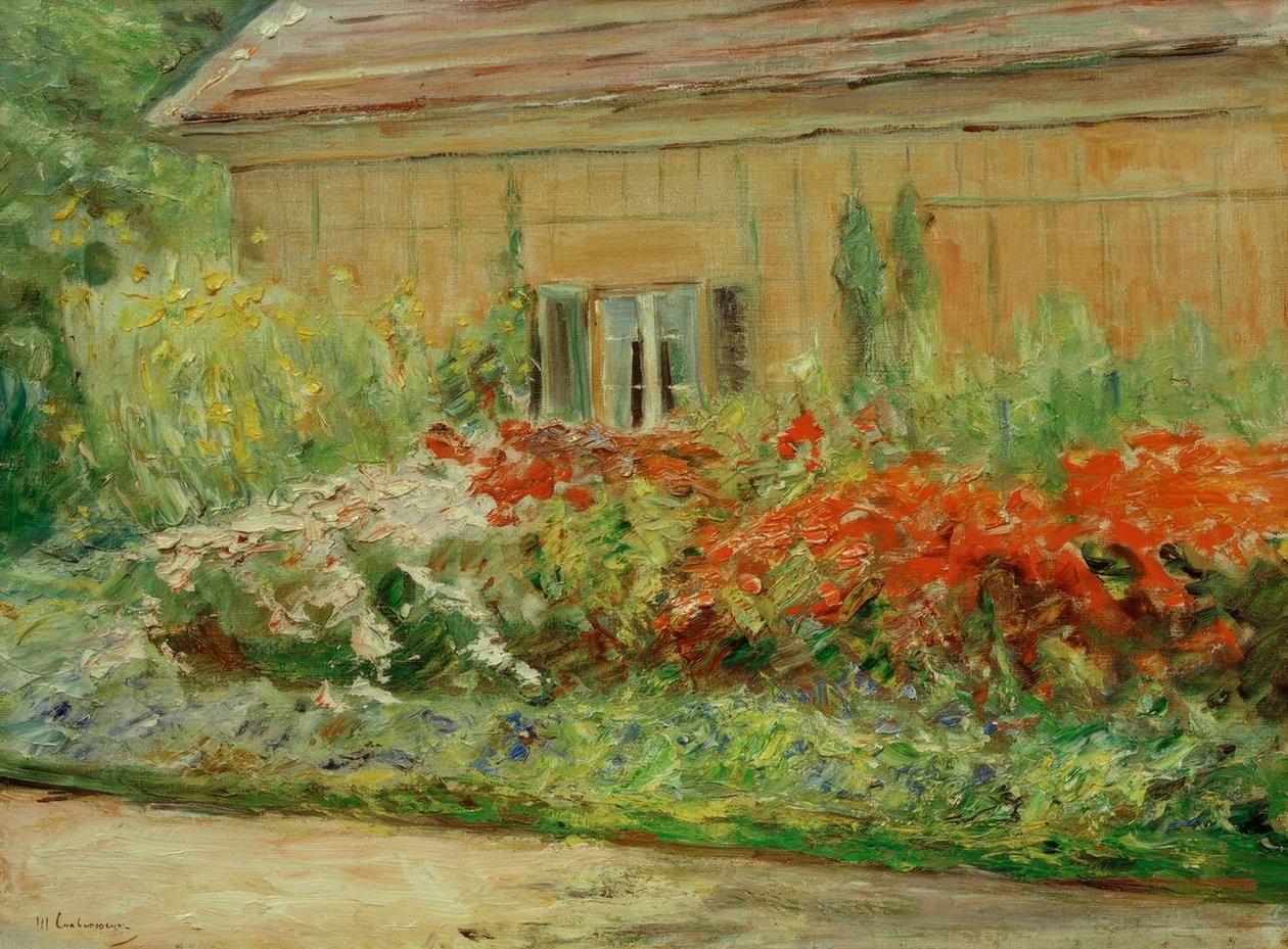 Buske af blomster ved gartnerens sommerhus mod nord af Max Liebermann
