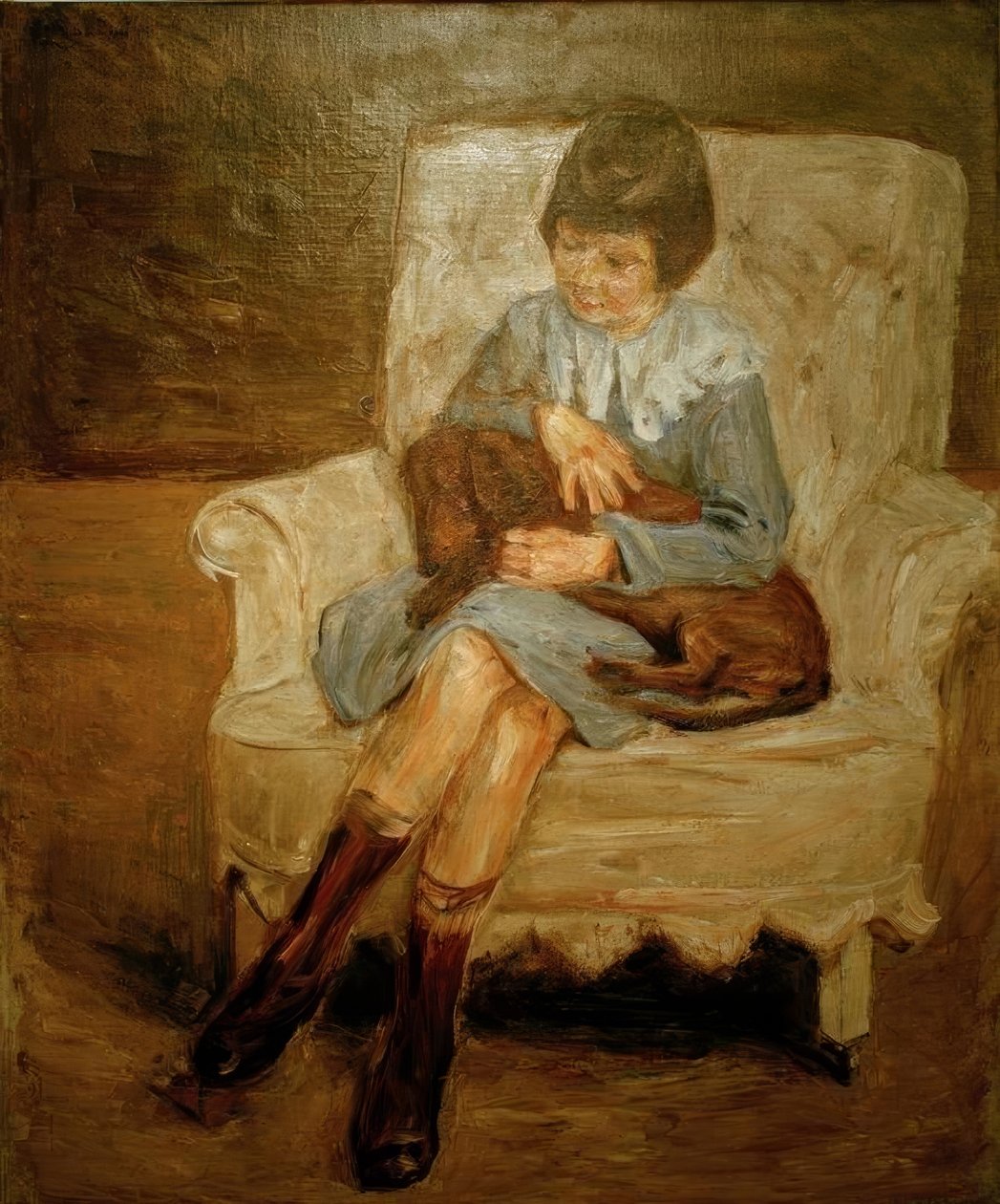 Liebermanns barnebarn med gravhund på skødet af Max Liebermann