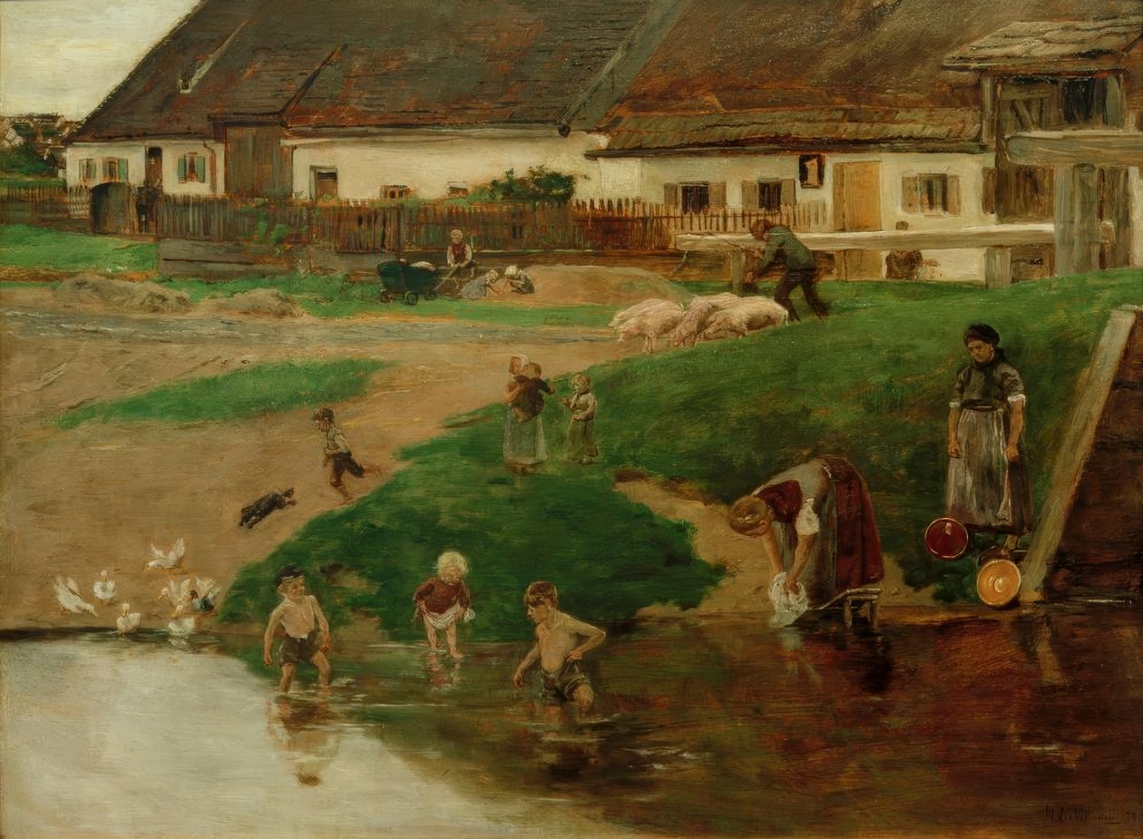 Landsbydam i Etzenhausen - landsbyidyl af Max Liebermann