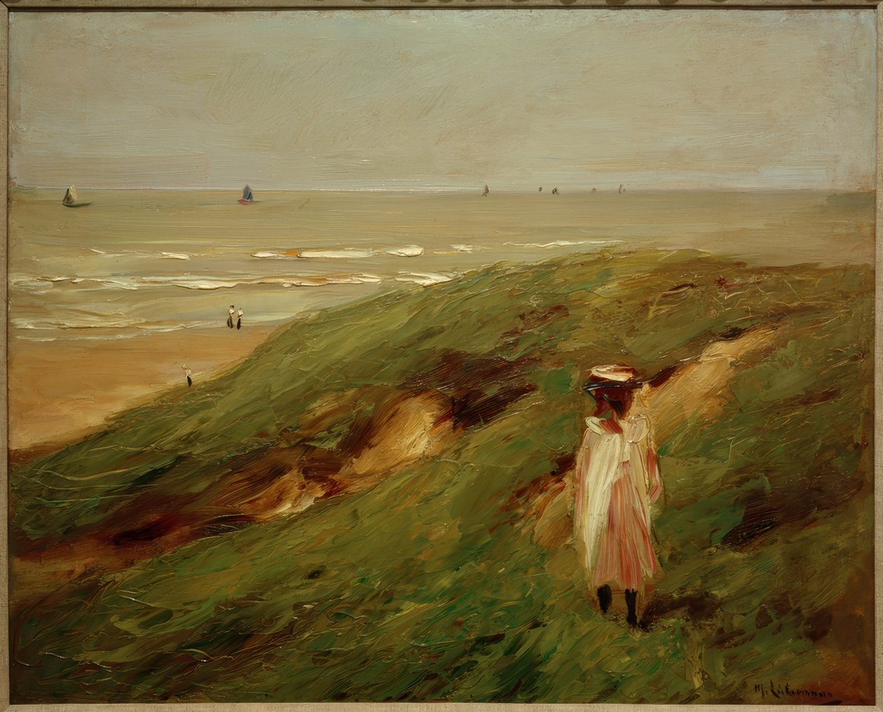 Klit nær Noordwijk med barn - pige i klitterne af Max Liebermann