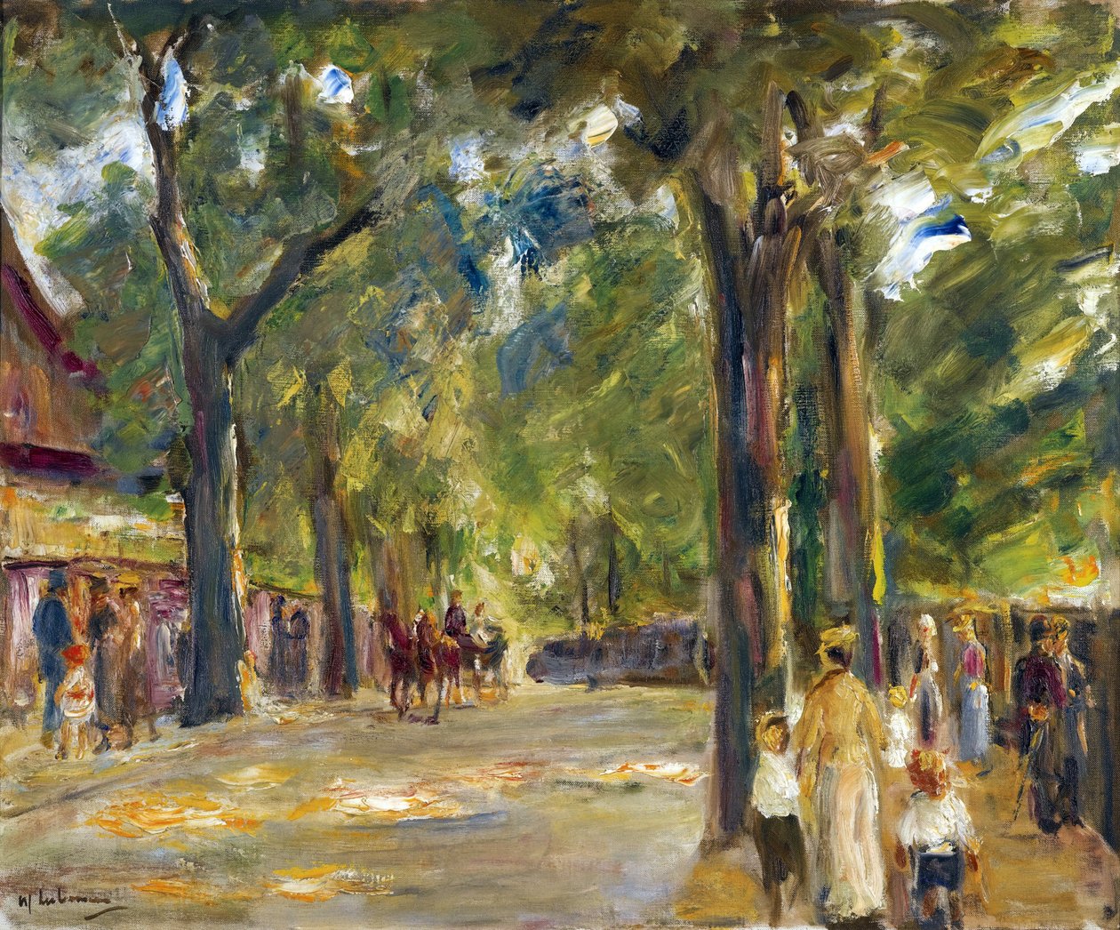 Figurer på Grosse Seestrasse i Wannsee par Liebermann, Max (1847-1935). Olie på lærred, størrelse: 60,4x72,5, ca. 1920, Privat Samling af Max Liebermann
