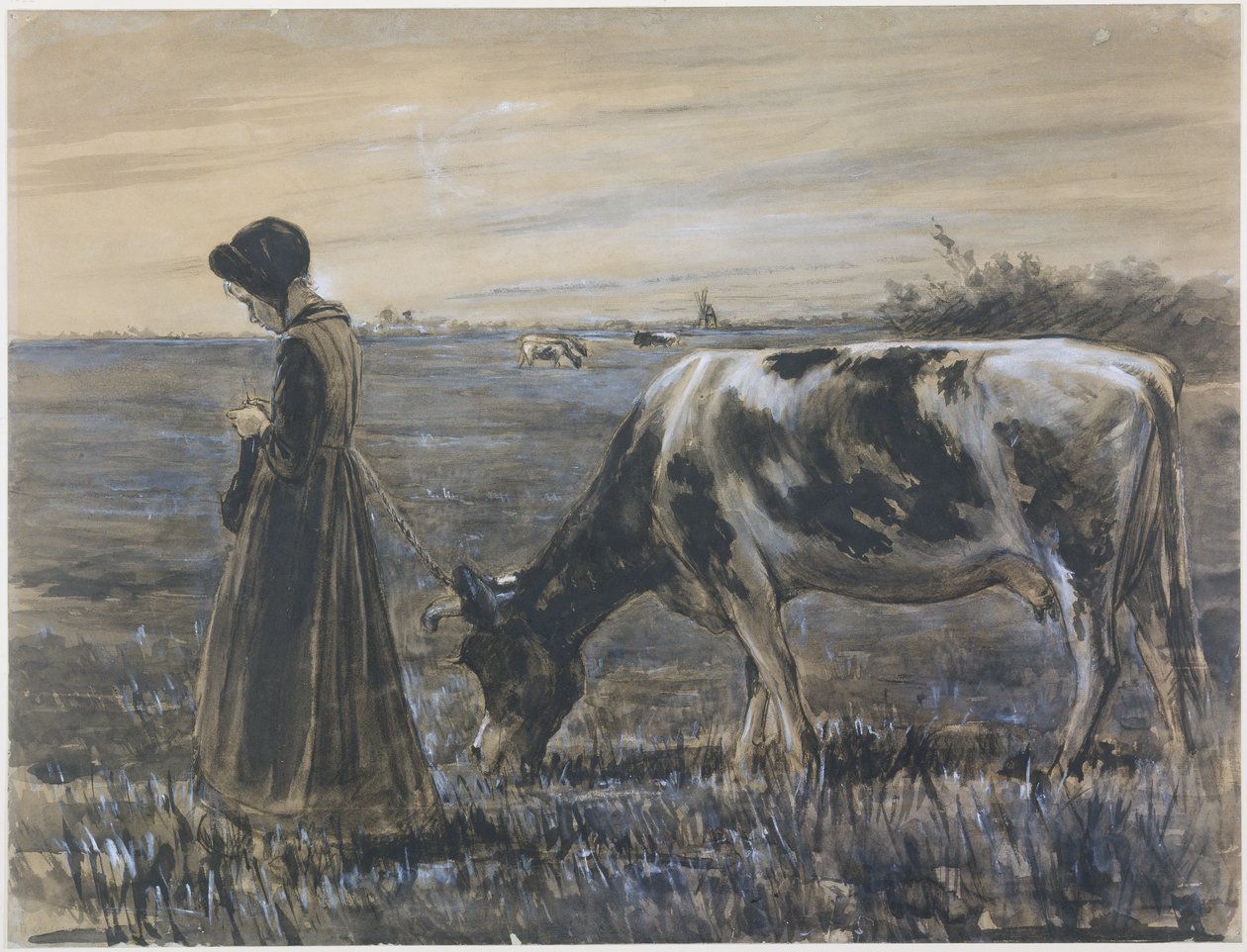 Pige med ko af Max Liebermann