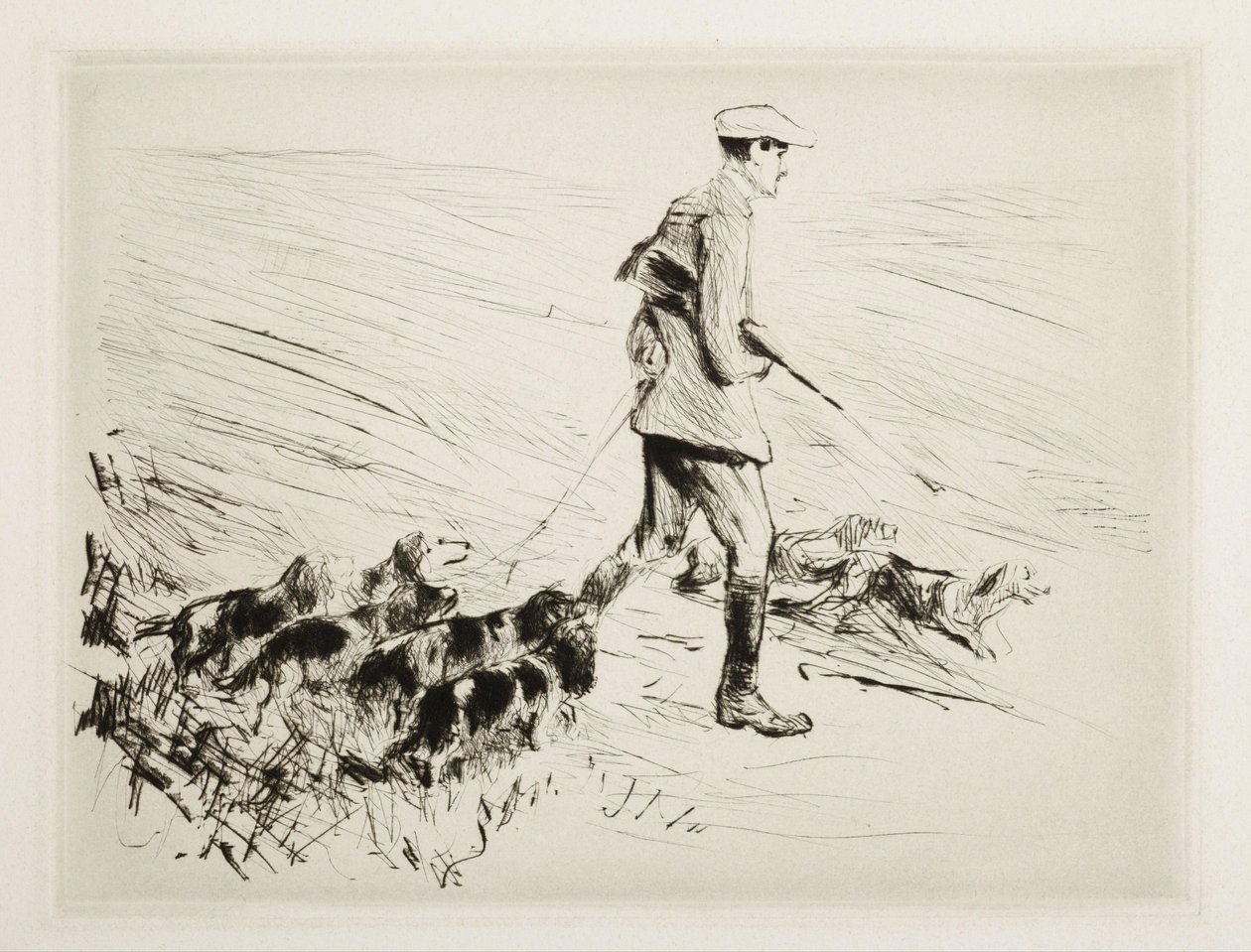 Jæger med hunde af Max Liebermann