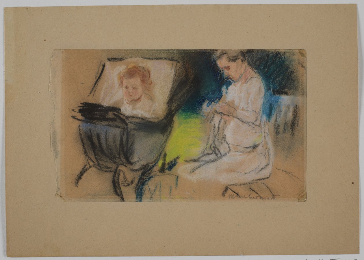 Barn i barnevogn og barnepige af Max Liebermann