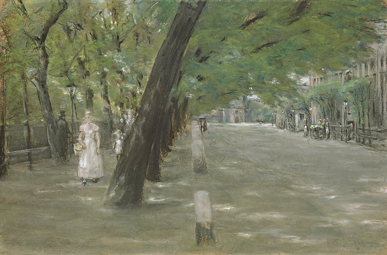 Kirchenallee in St. Georg, Hamburg (pastel på papir) af Max Liebermann