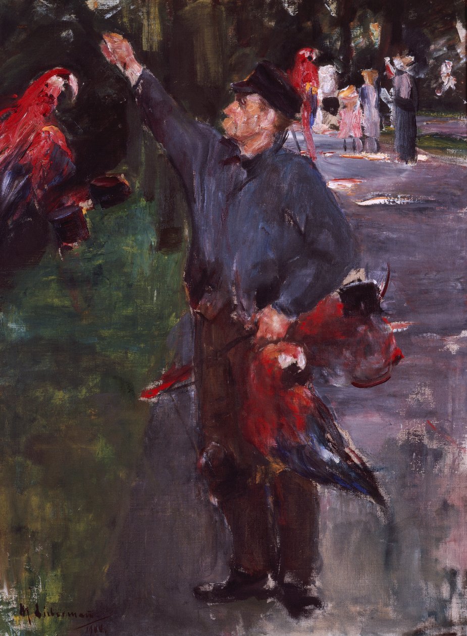 Mand med papegøjer (olie på lærred) af Max Liebermann