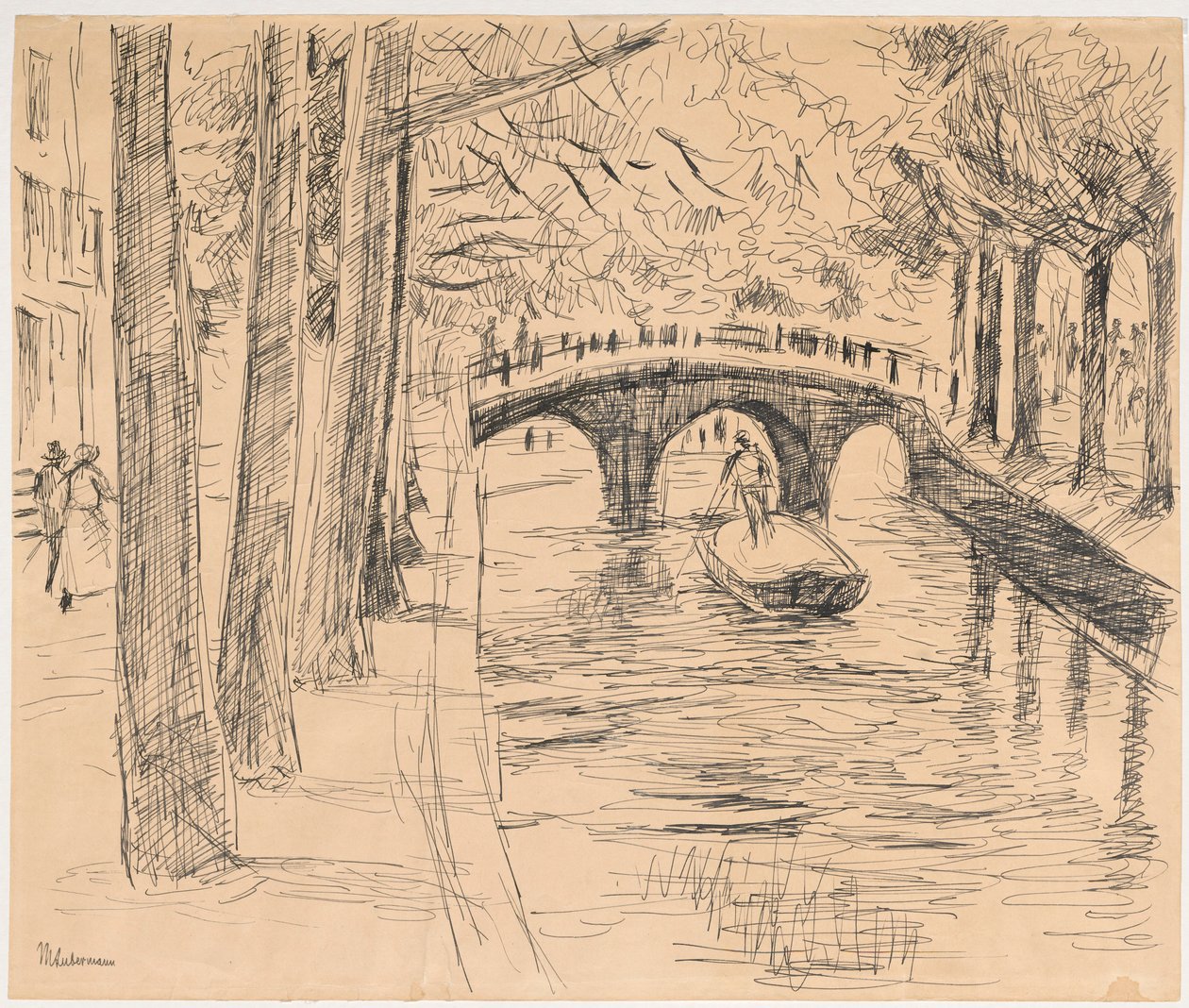 Broen over kanalen i Amsterdam af Max Liebermann