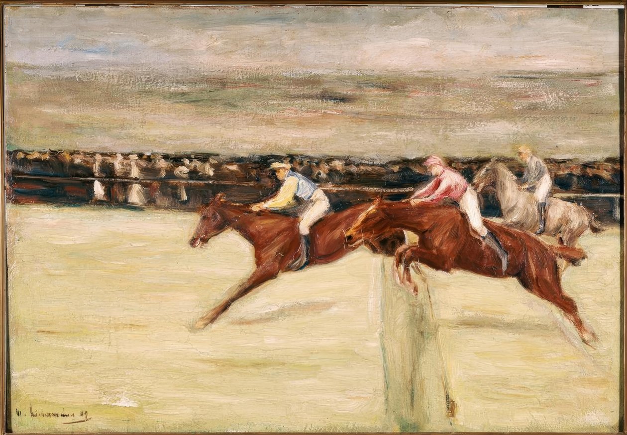 Hestevæddeløb i cascines af Max Liebermann