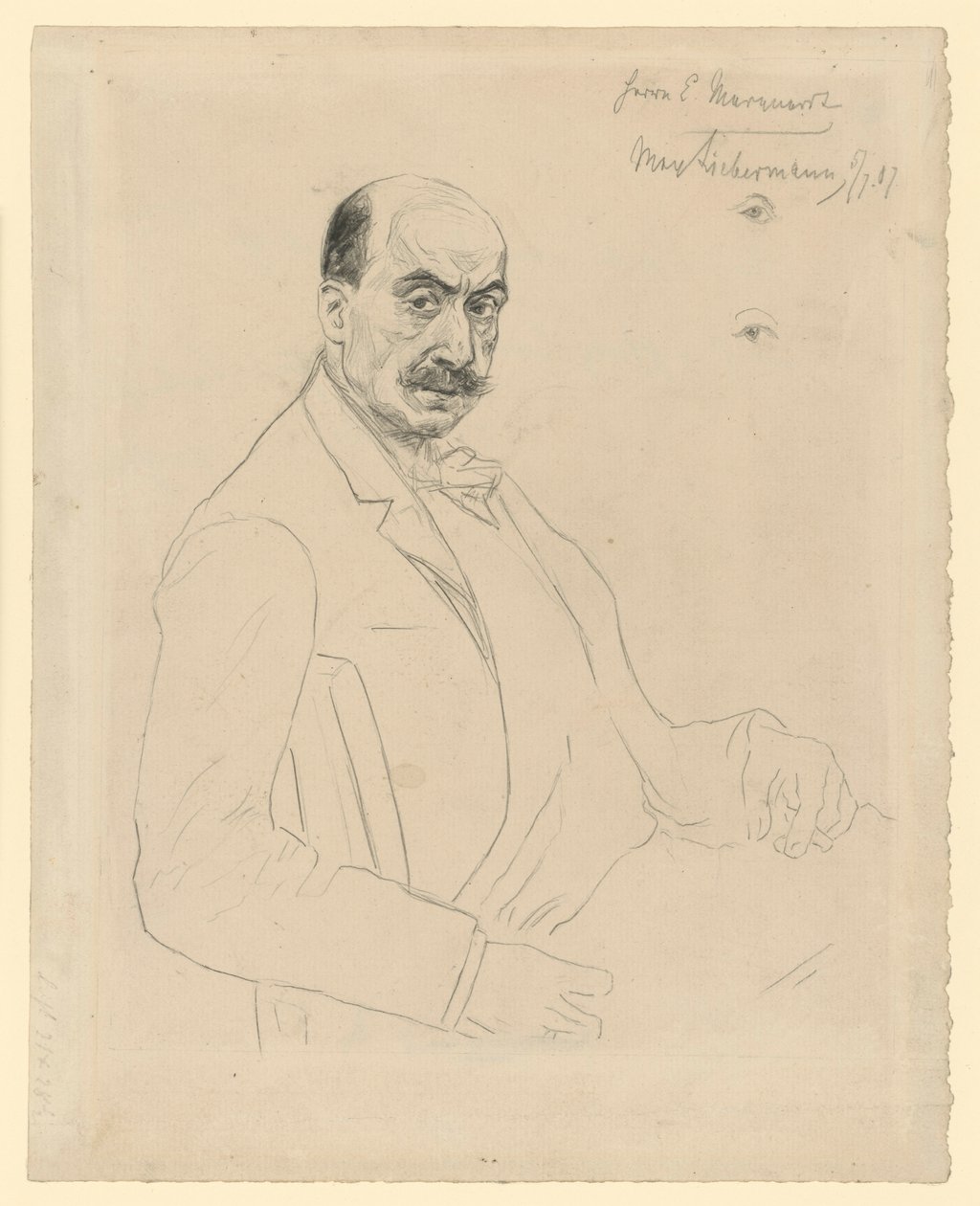 Selvportræt (mellemstudie under arbejdet med raderingen Schiefler 60) af Max Liebermann