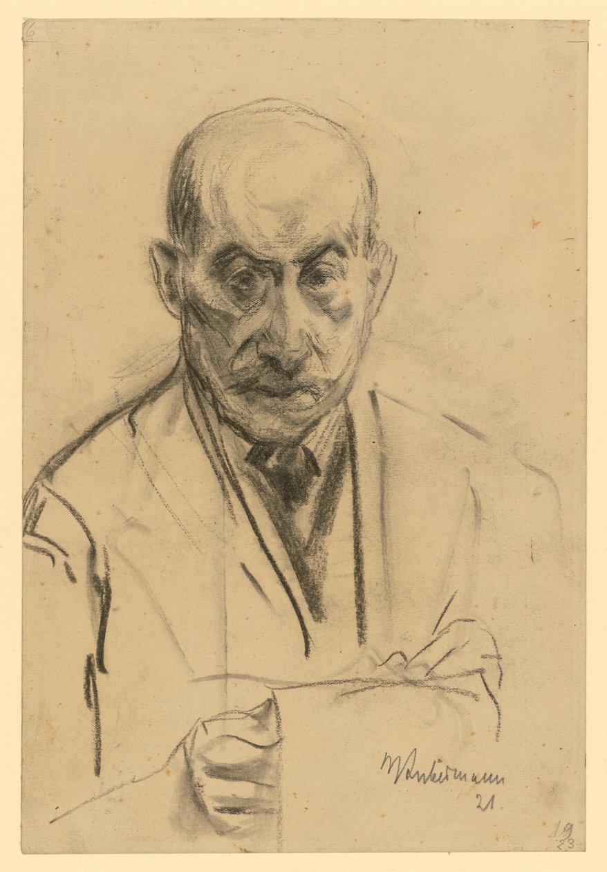 Selvportræt en face med tegneblok af Max Liebermann