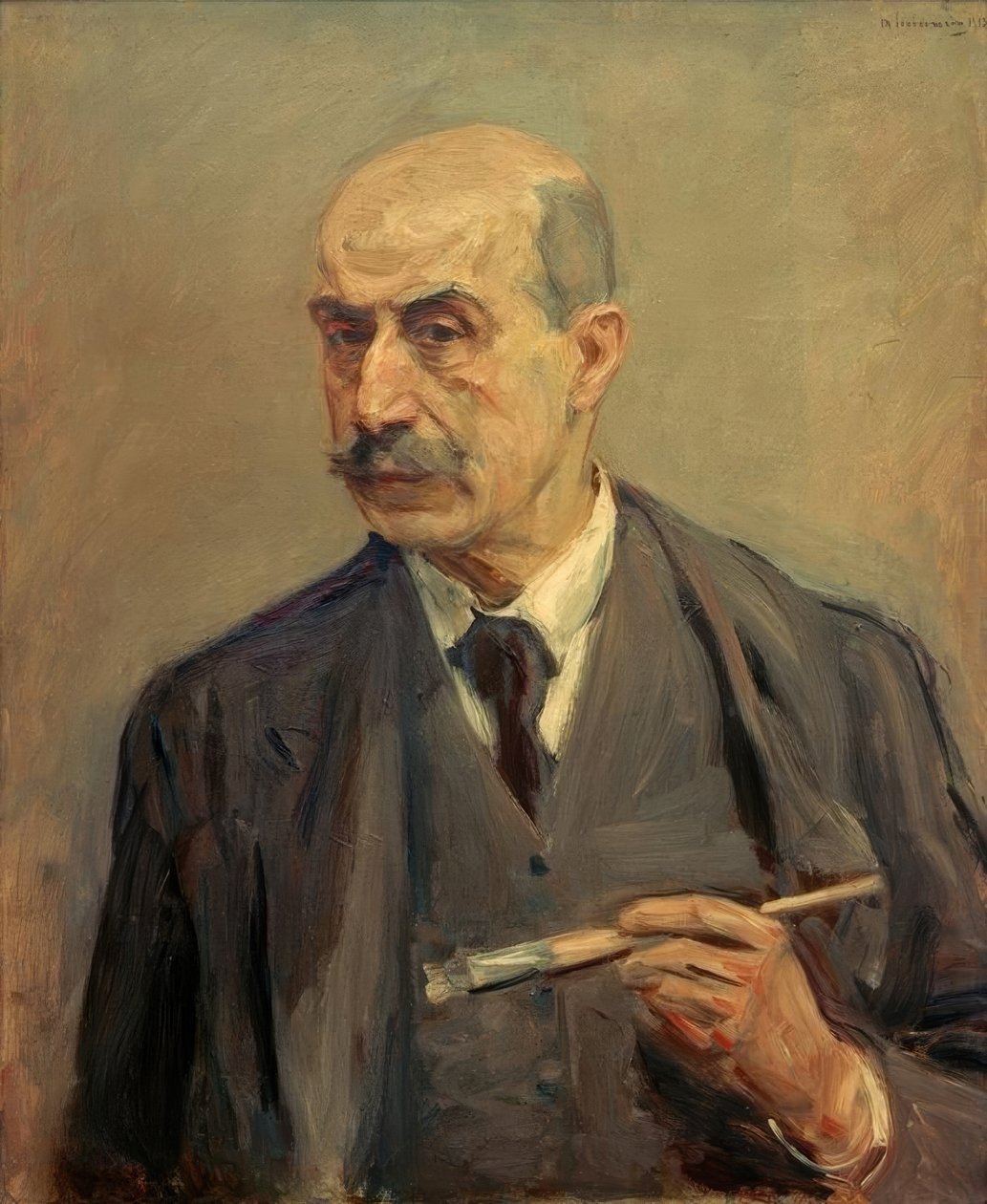Selvportræt med pensel af Max Liebermann