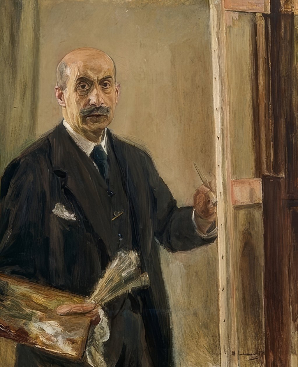 Selvportræt ved staffeli. 1916 af Max Liebermann