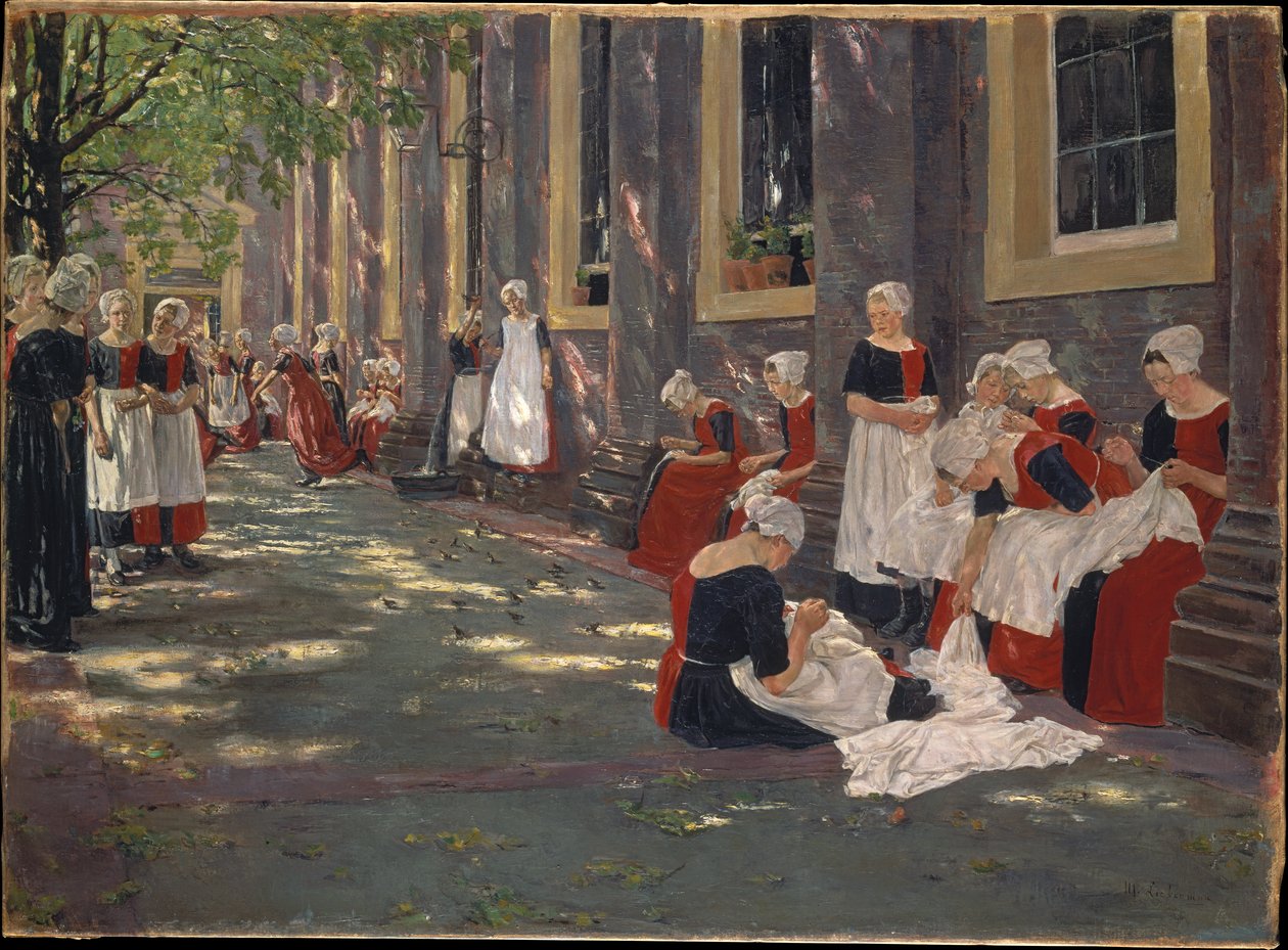Gården ved børnehjemmet i Amsterdam: Fritime på børnehjemmet i Amsterdam af Max Liebermann