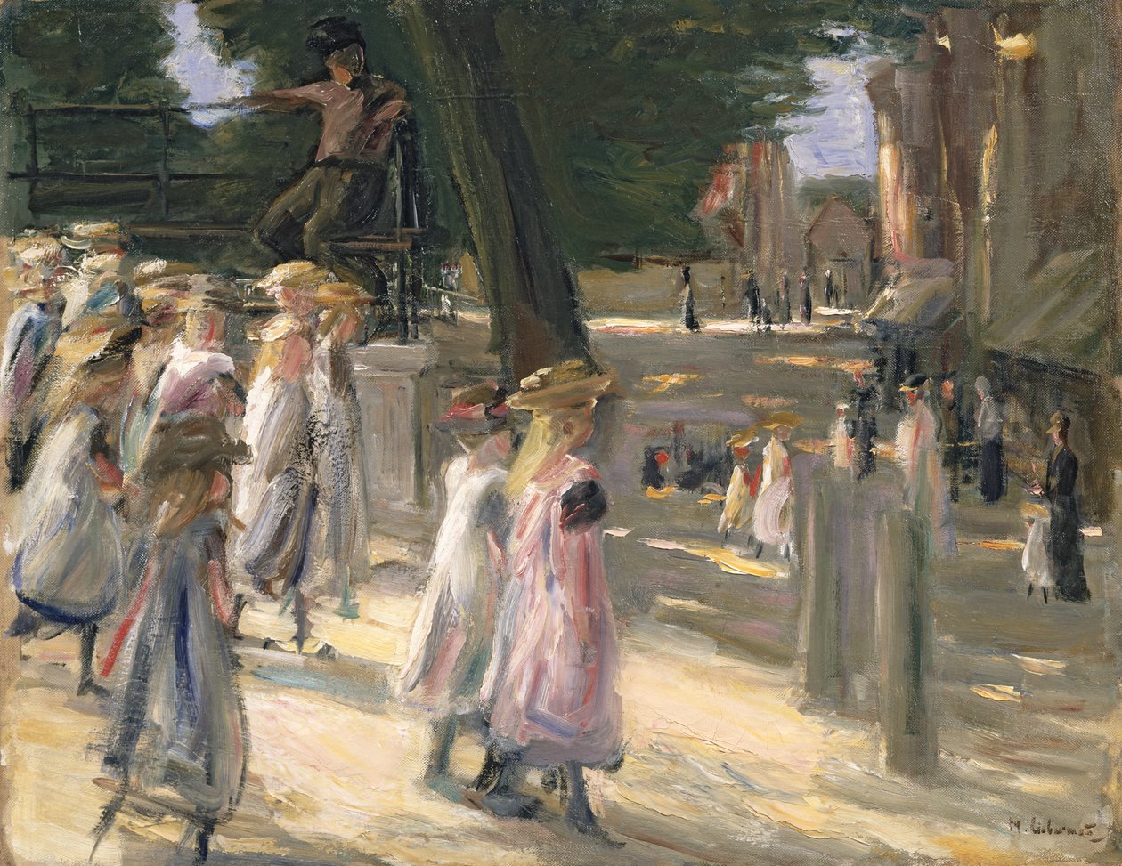 Vejen til skolen i Edam (olie på lærred) af Max Liebermann