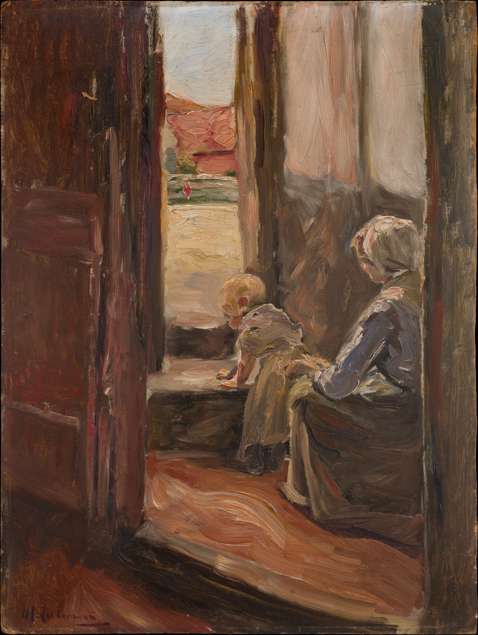 Det første skridt (Mor og barn, lille skitse) af Max Liebermann