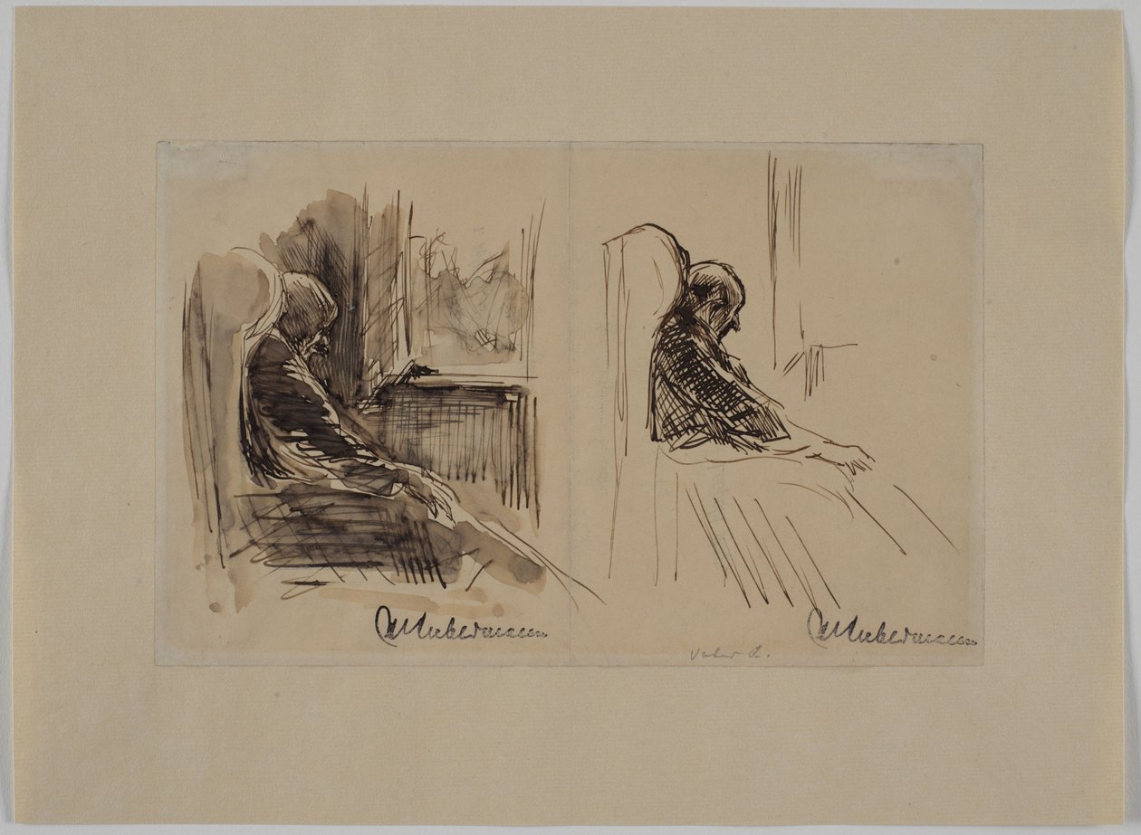 To portrætter af hans far, Louis Liebermann, i lænestolen af Max Liebermann