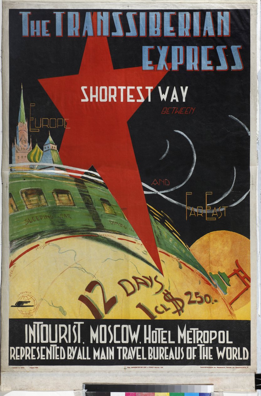 Le Transsiberien - Transsiberian express (Plakat for Intourist-selskabet) - Litvak, Max (1898-efter 1943) - 1930 - Farvelitografi - Russisk Statsbibliotek, Moskva af Max Litvak