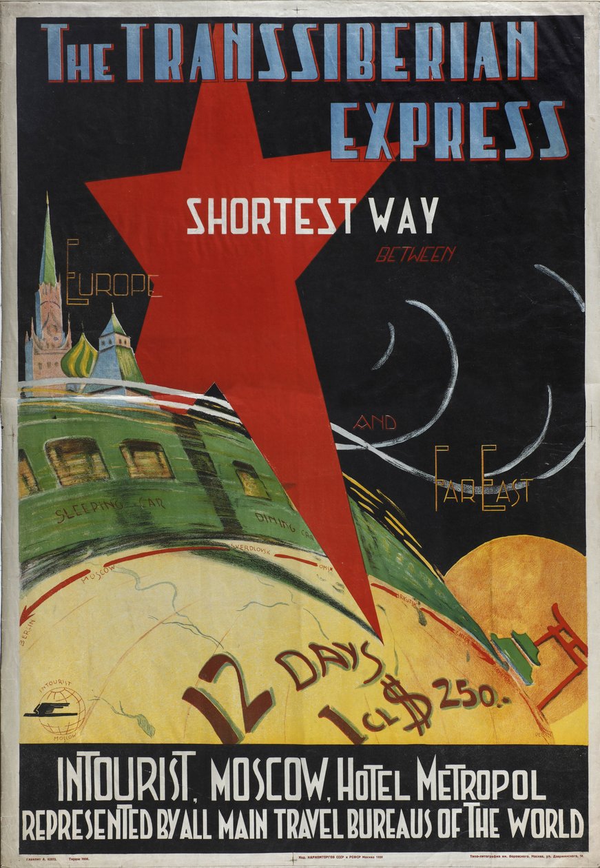 Transsibirisk ekspresplakat fra Intourist Company, 1930 af Max Litvak