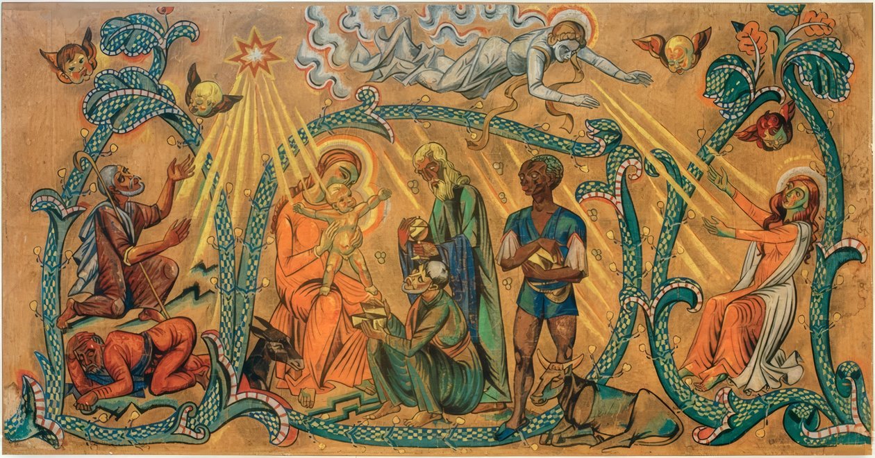 Tilbedelse af de hellige tre konger af Max Pechstein