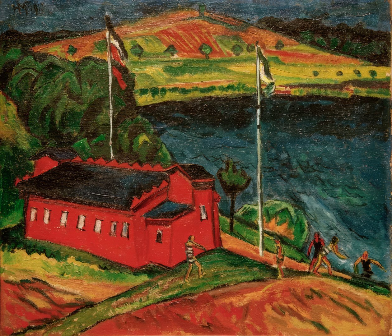 Det røde badehus af Max Pechstein