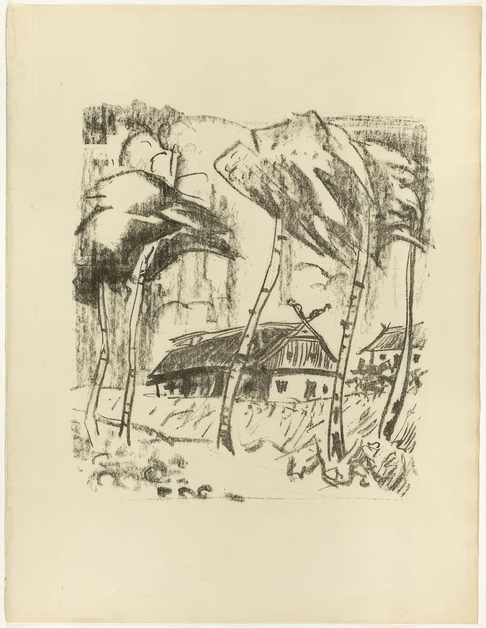 Gård bag birketræer, fra Samland Ode af Max Pechstein