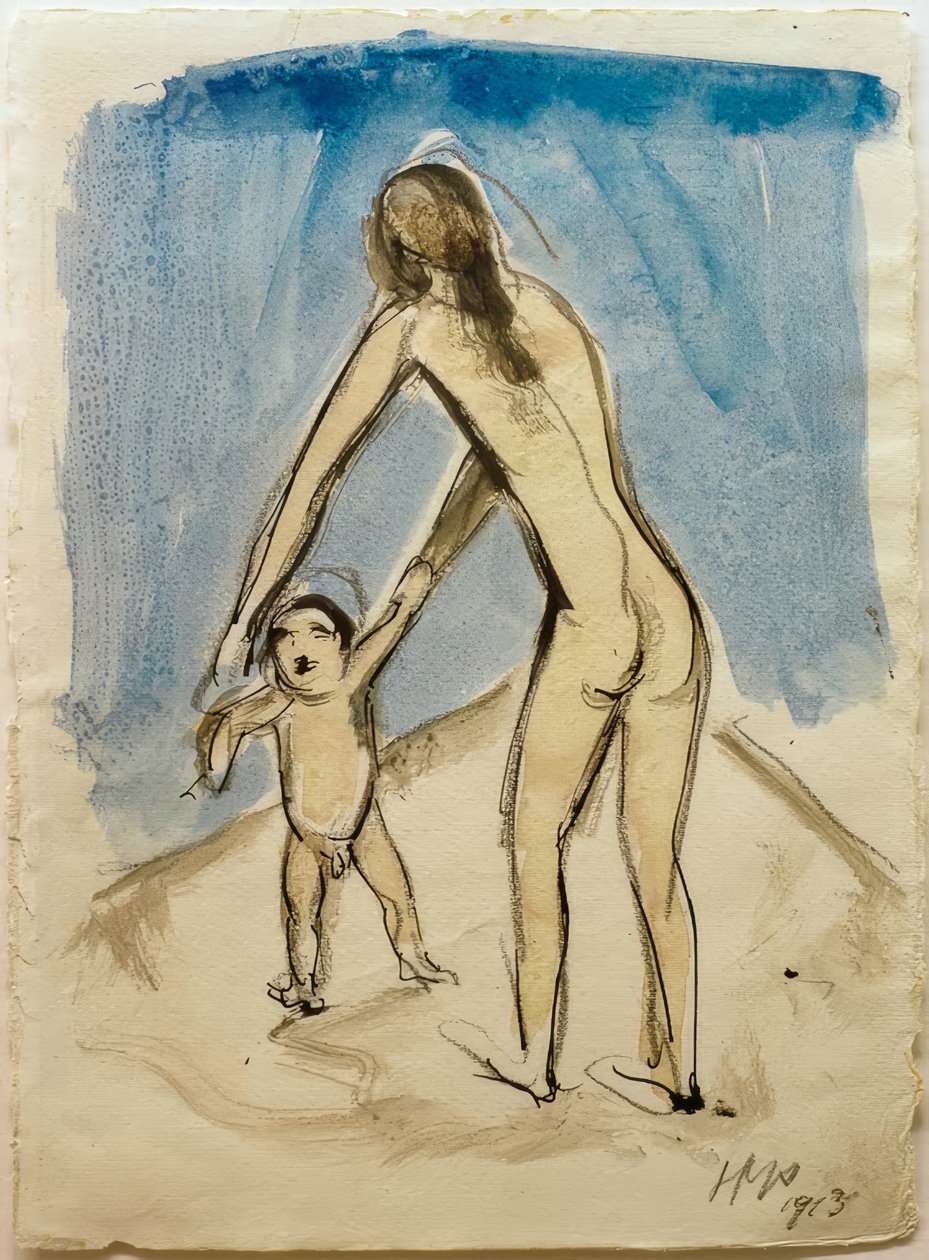 Knabe lærer at gå af Max Pechstein