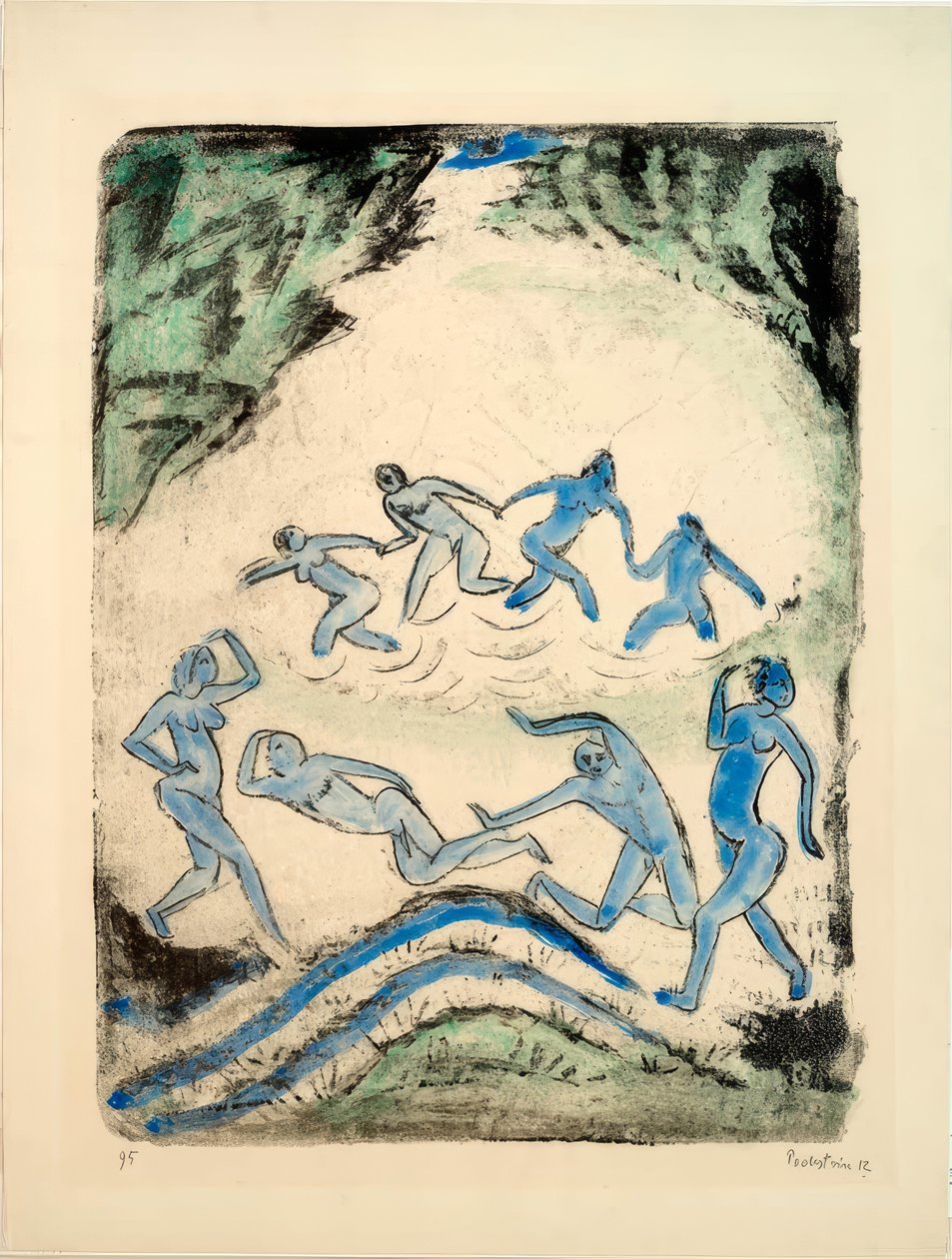 Dansen (Dansere og badende ved skovsøen) af Max Pechstein