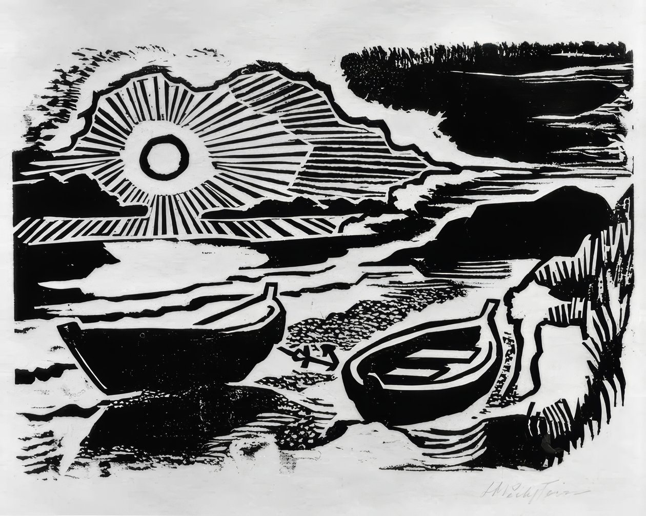 Nedgående sol af Max Pechstein