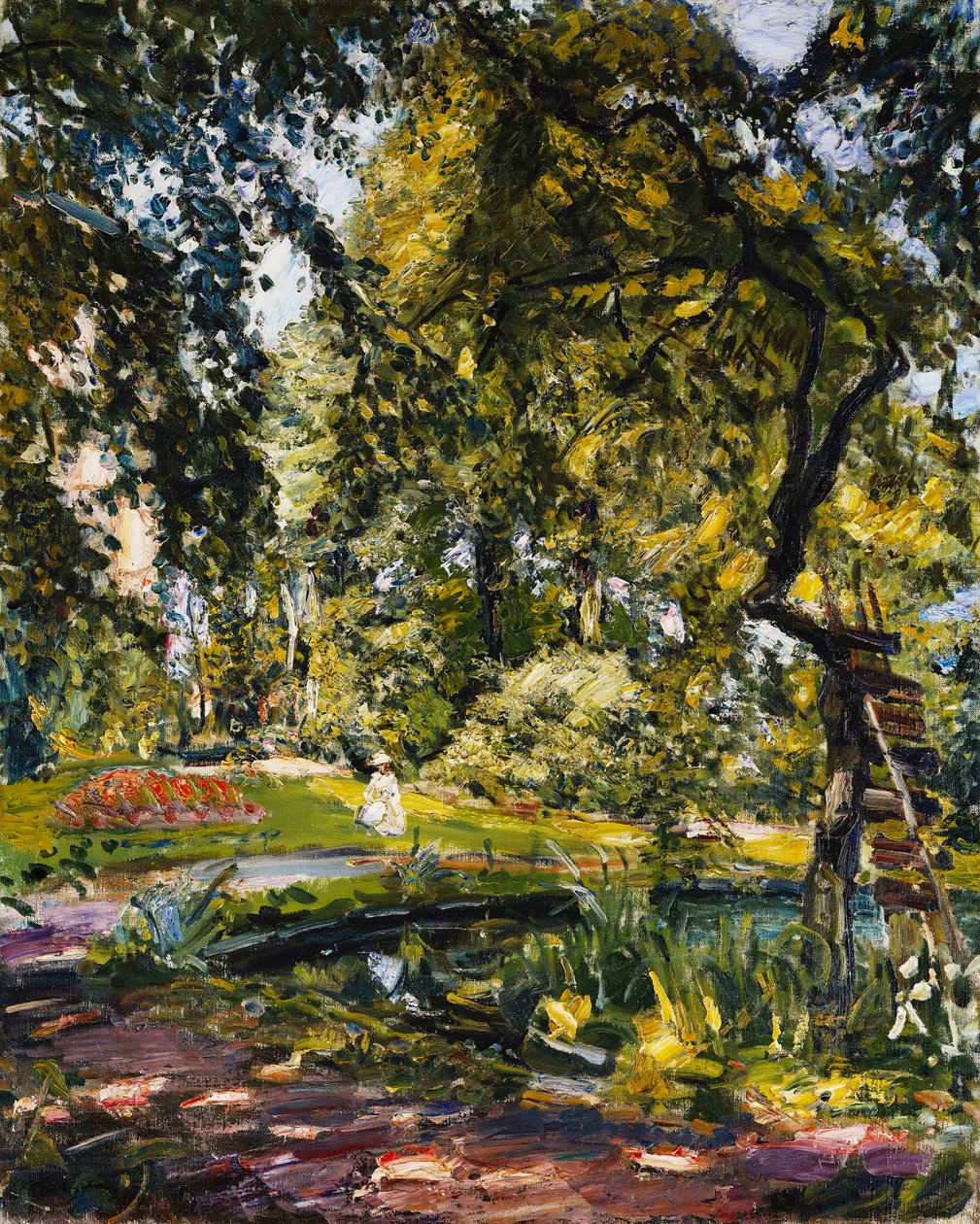 Have i Godrammstein med et snoet Træ og Dam; Have i Godrammstein med tilgroet træ og dam, 1910 af Max Slevogt