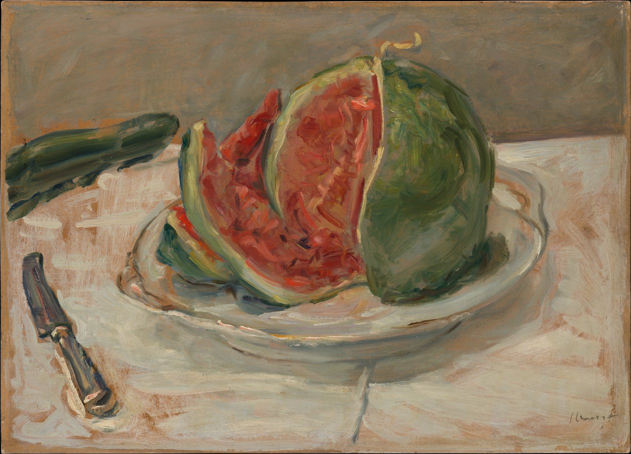 Stilleben med vandmelon af Max Slevogt