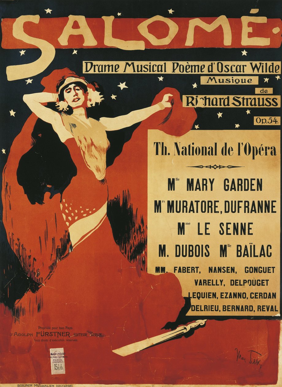 Frankrig, Paris, plakat af operaen Salome af Richard Strauss (1864-1949) af Max Tilke