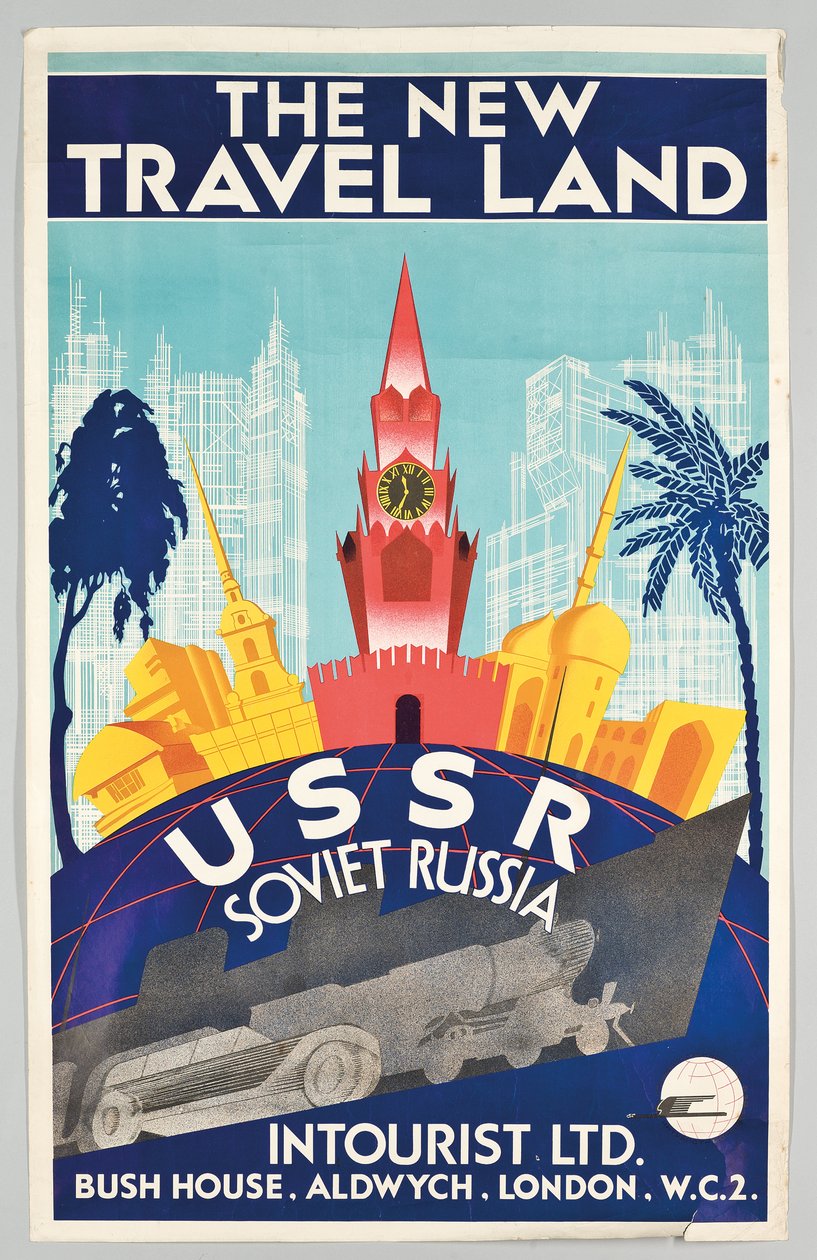 En plakat, der reklamerede for rejsen til Sovjetrusland med det russiske rejsebureau 