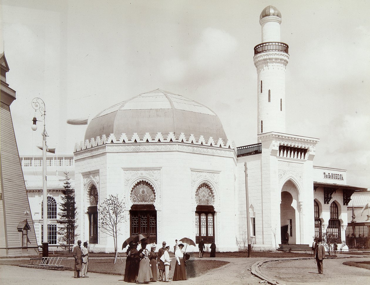 Panorama af Nobelkompagniet, All-Russia-udstillingen, Nizhny Novgorod, Rusland, 1896. af Maxim Dmitriev