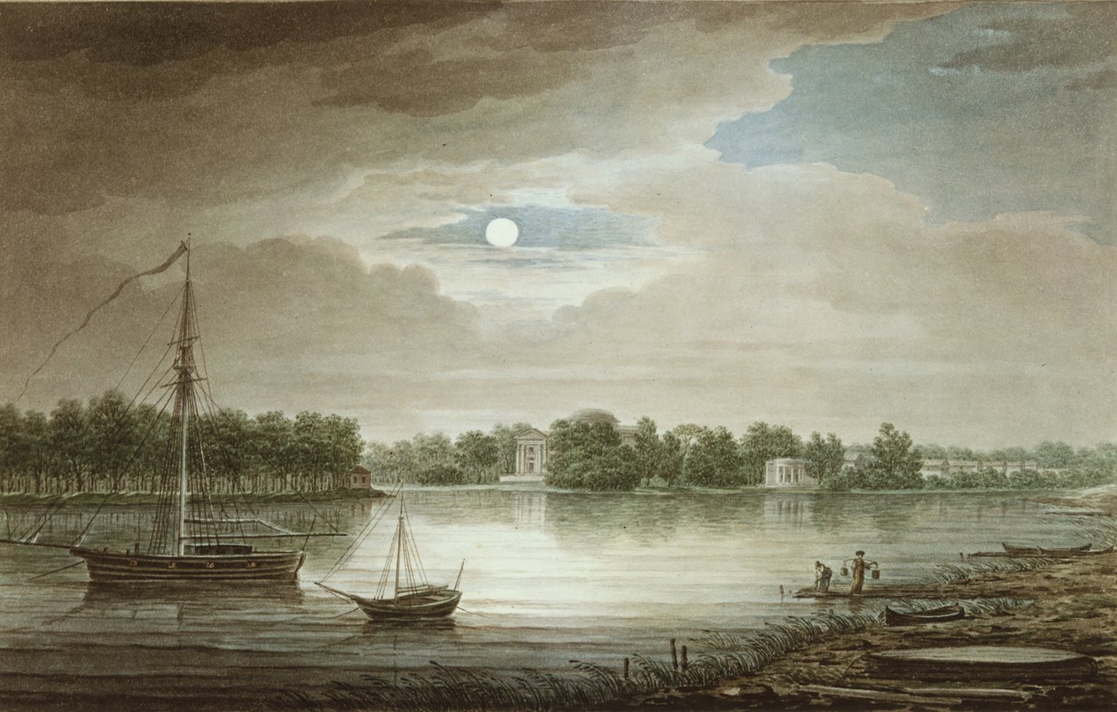 Nevka-floden nær Yelagin-broen, 1829 af Maxim Nikiphorovich Vorobyev