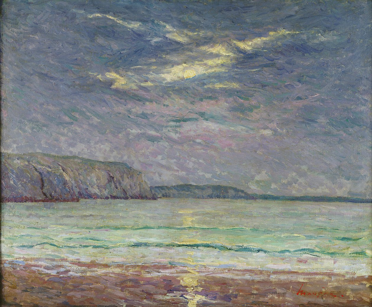 Klipper med solnedgang af Maxime Emile Louis Maufra