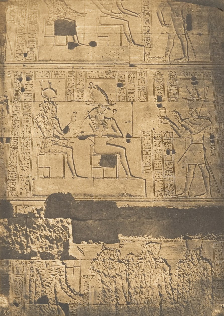 Bas-relief taget fra den vestlige mur af det store Isis-tempel i Philae, april 1850. af Maxime Du Camp