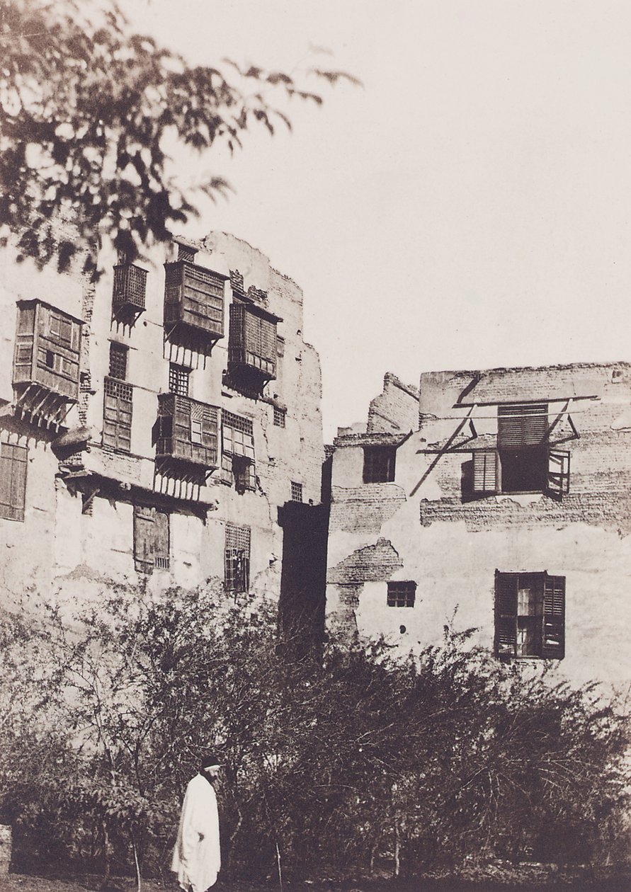 Kairo, hus og have i det franske kvarter, med Gustave Flaubert, 1850 af Maxime Du Camp