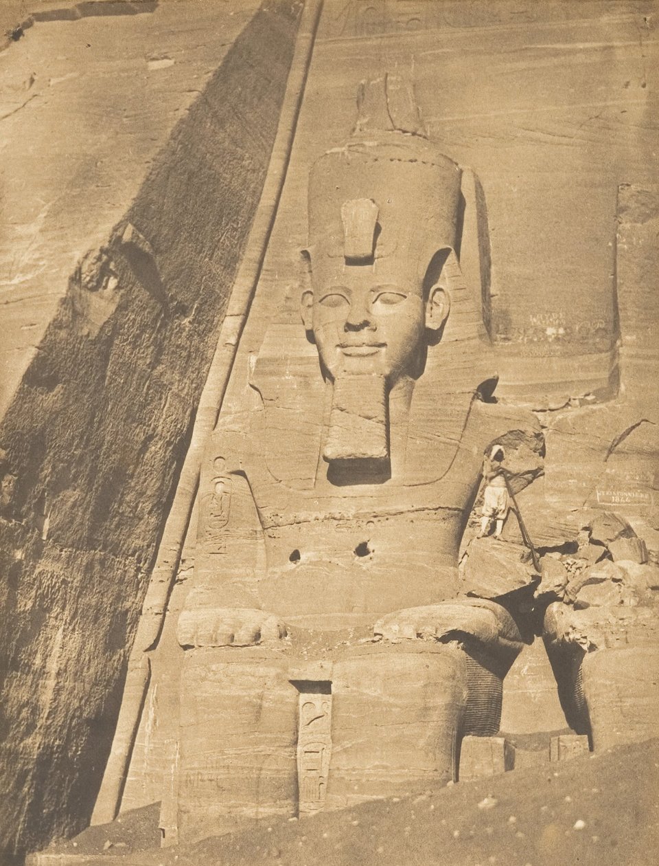 Eastern Colossus of Spéos de Phré, ved Abousemblil Portrait of Rhamses-le-Grand, marts 1850. af Maxime Du Camp