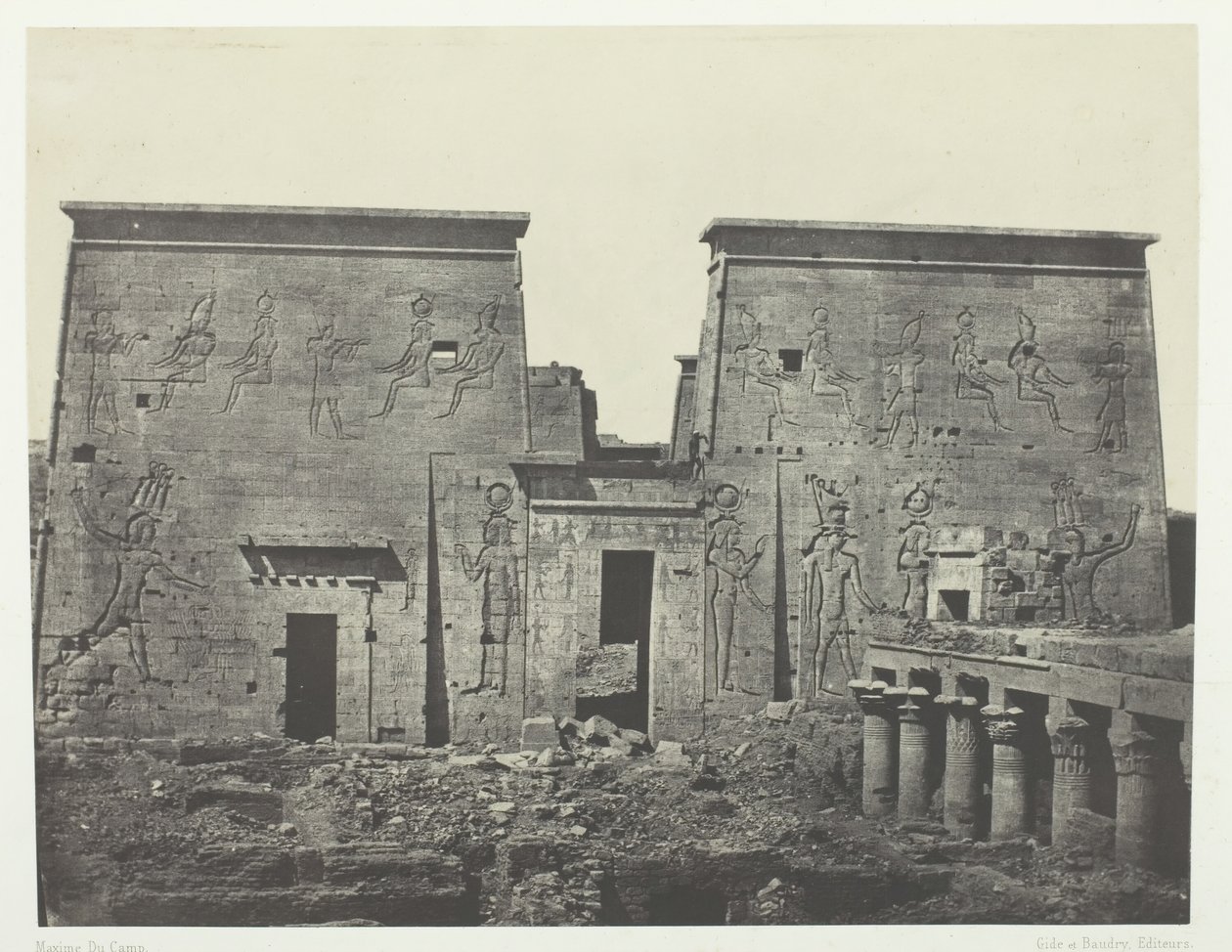 Drômos et Philônes, Isis Store Tempel i Pilônes, Nubia, 184951, trykt 1852. af Maxime Du Camp