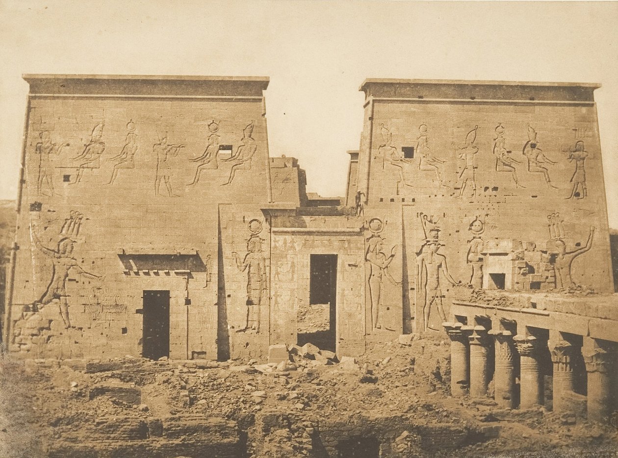 Dromos og Pylones fra det store Isis-tempel i Philae, 13. april 1850. af Maxime Du Camp