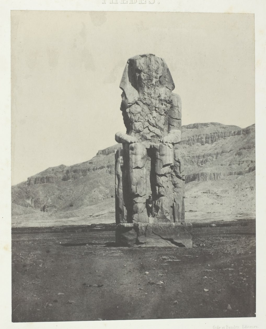 Gournah, Colossus Monolith of Amenopht III, Theben, 184951, trykt 1852. af Maxime Du Camp