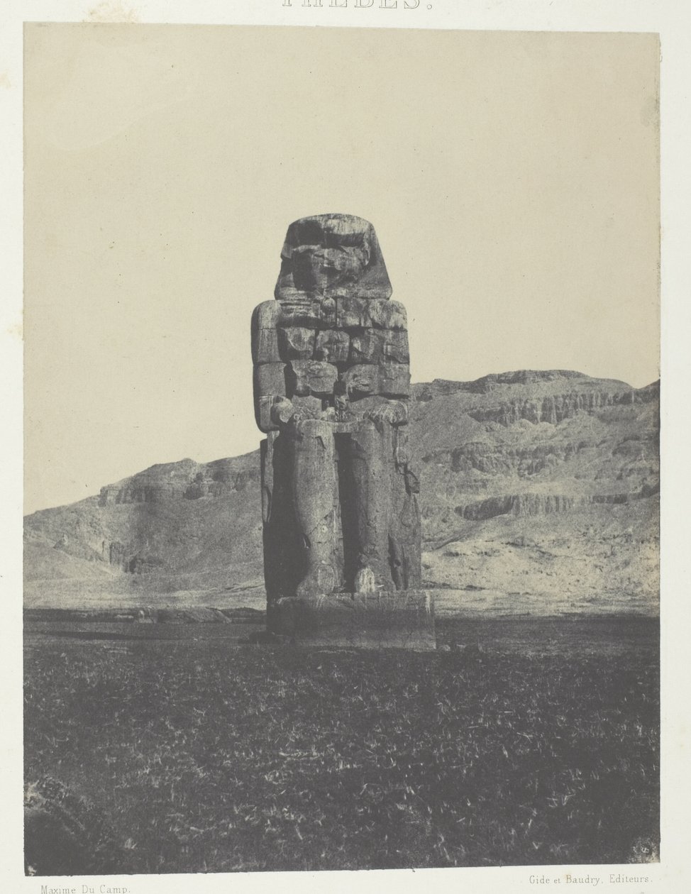 Qurnah, statue af Memnon; Theben af Maxime Du Camp
