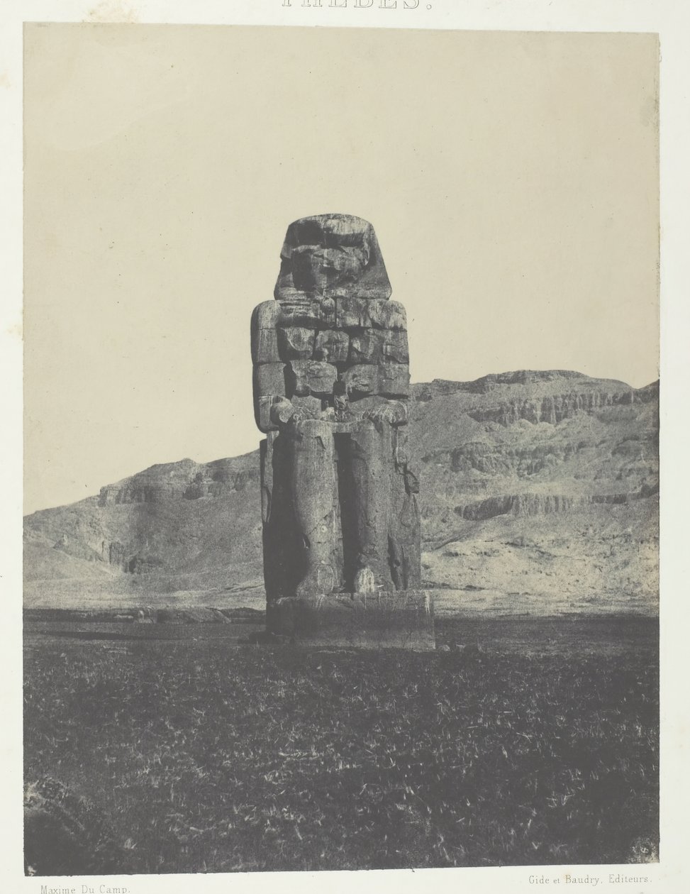 Gournah, Statue of Memnon, Theben, 184951, trykt 1852. af Maxime Du Camp