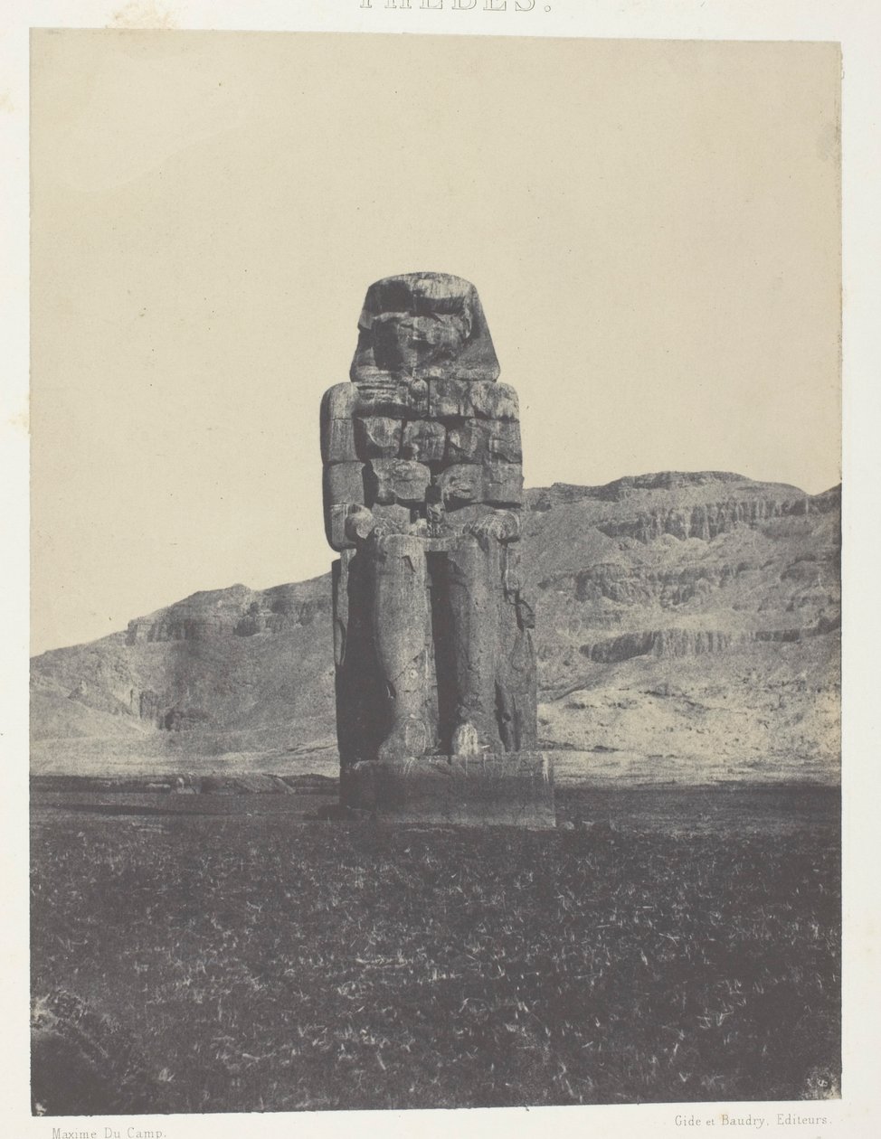 Qurnah, statue af Memnon; Theben af Maxime Du Camp