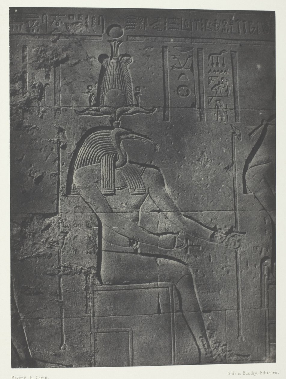 Det store Isis-tempel i Philoe, Tôth Ibiocéphale; Nubien, plade 79 fra albummet "Egypte, Nubie, Palestine et Syrie" (1852) af Maxime Du Camp
